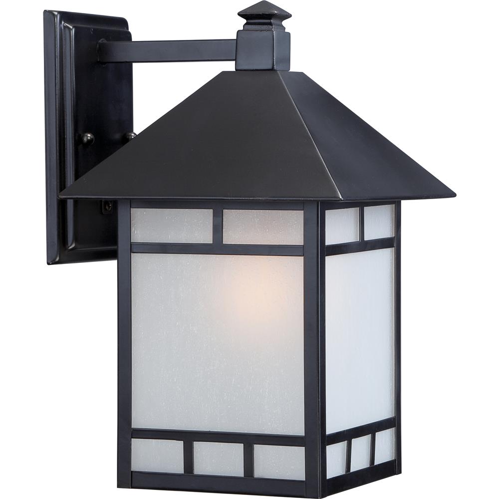 Nuvo Lighting 60/5602  Drexel 1 Light 9" Outdoor Wall Fixture with Frosted Seed Glass in Stone Black Finish